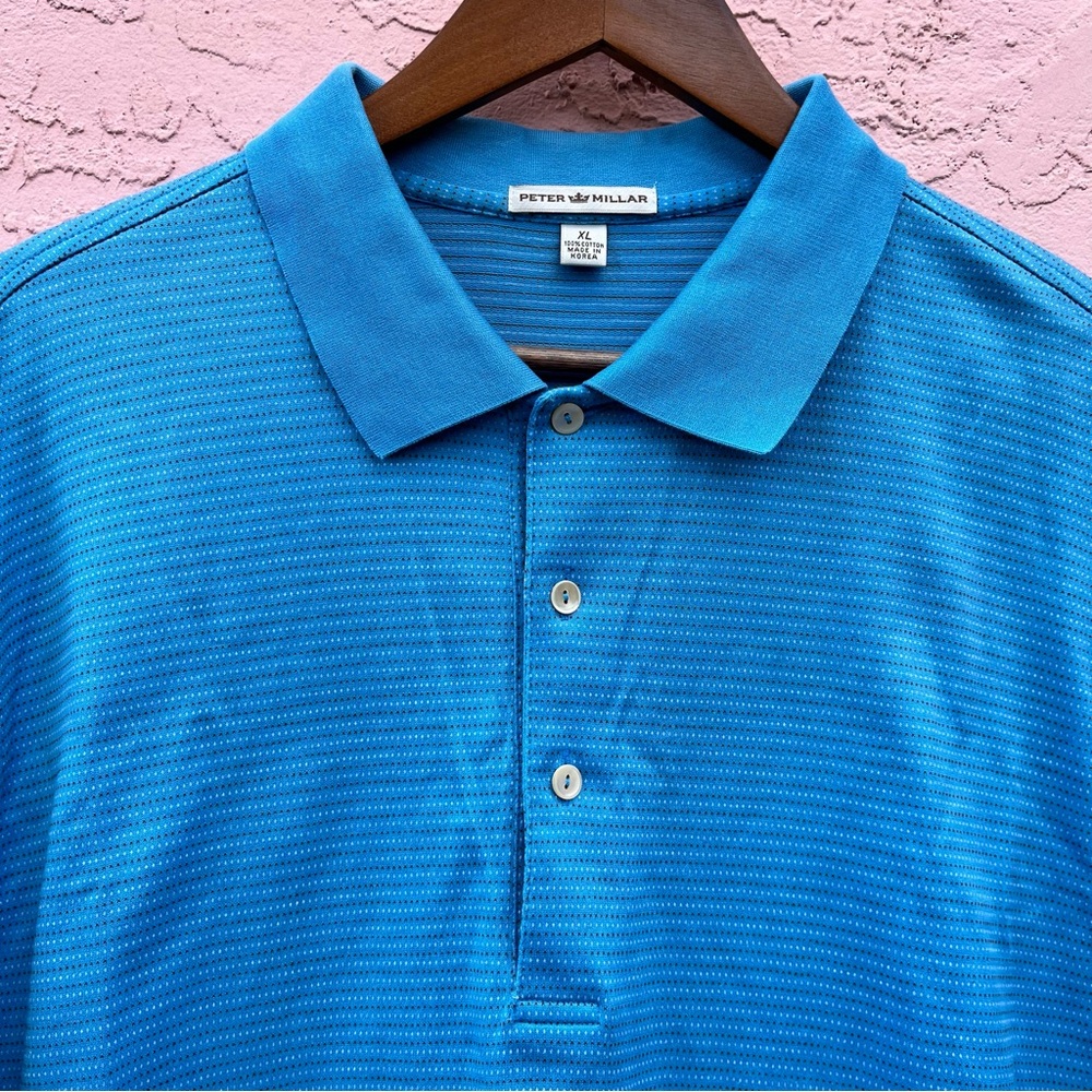 Peter Millar Polo Shirt Blue Golf Luxury Cotton Mens XL